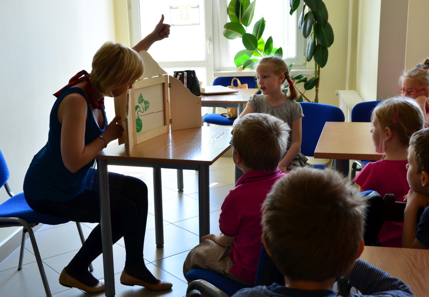 Zabawa z kamishibai w MBP Katowice, foto. Magdalena Nowak Zabawa z kamishibai w MBP Katowice