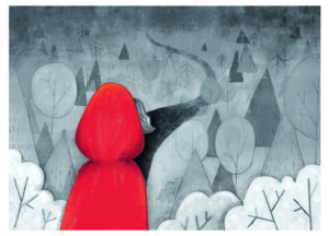 Kapturek idzie przez las