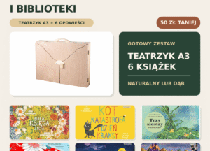 Zestaw kamishibai dla szkoły i biblioteki – teatrzyk A3 i książki Tibum